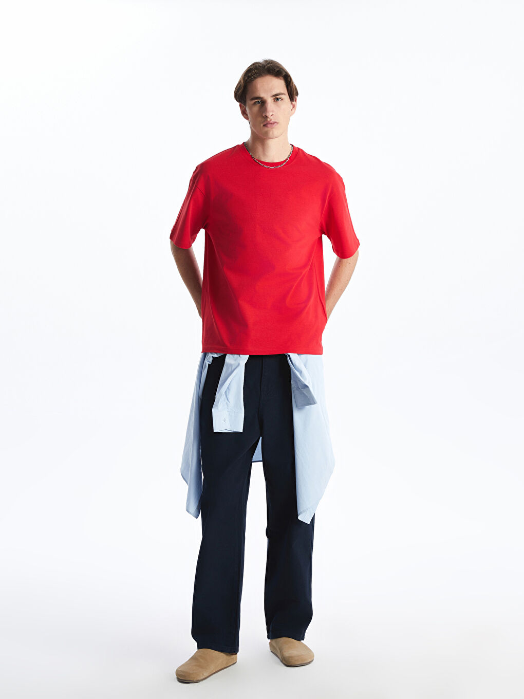 Crew Neck Short Sleeve Combed Cotton Men's T-shirt -S52693Z8-HMW