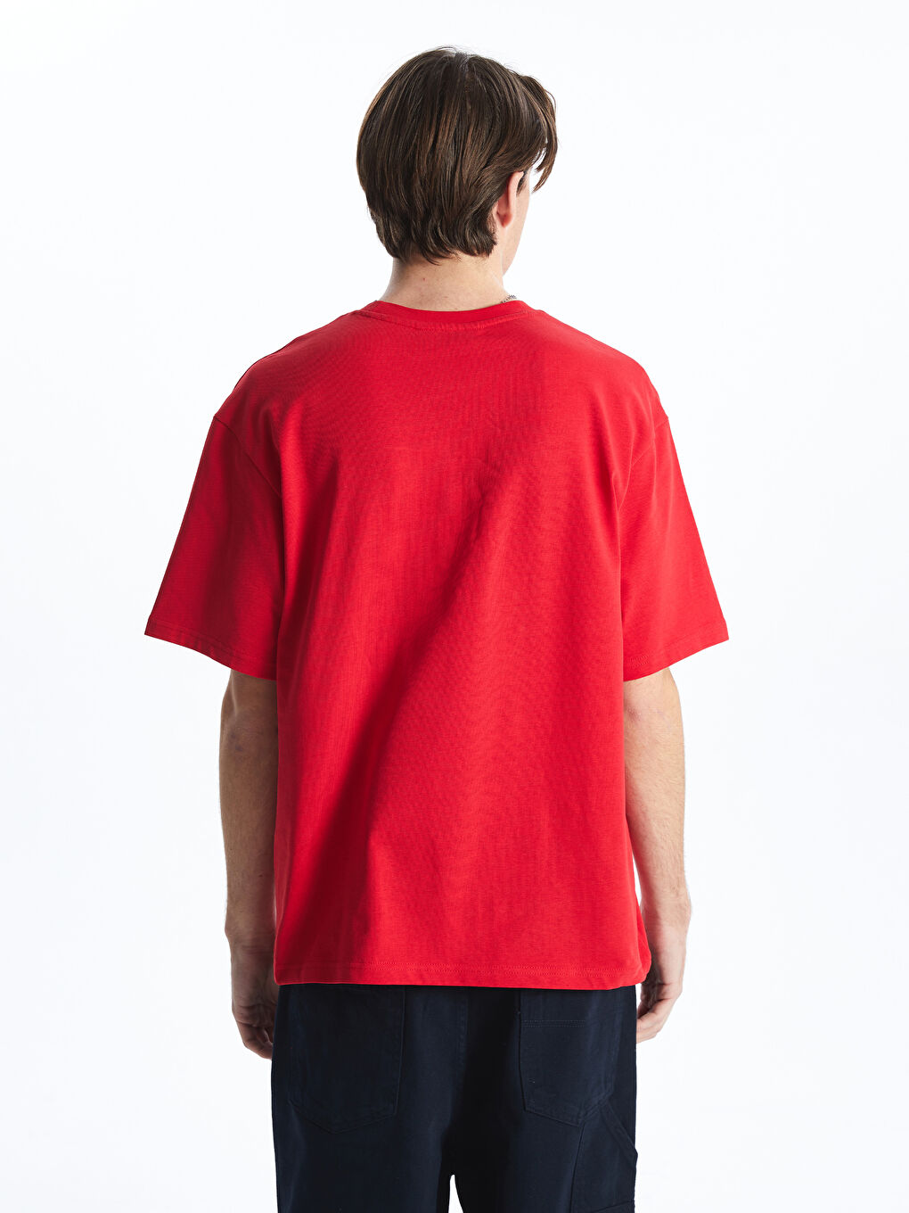 Crew Neck Short Sleeve Combed Cotton Men's T-shirt -S52693Z8-HMW