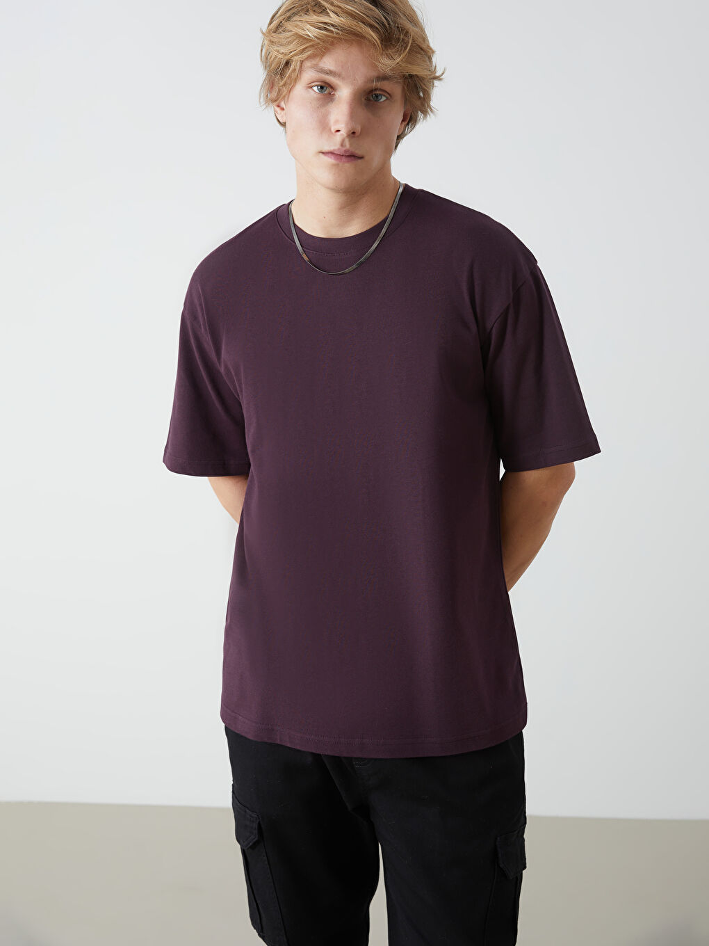 Crew Neck Short Sleeve Combed Cotton Men's T-shirt -S52693Z8-UV2