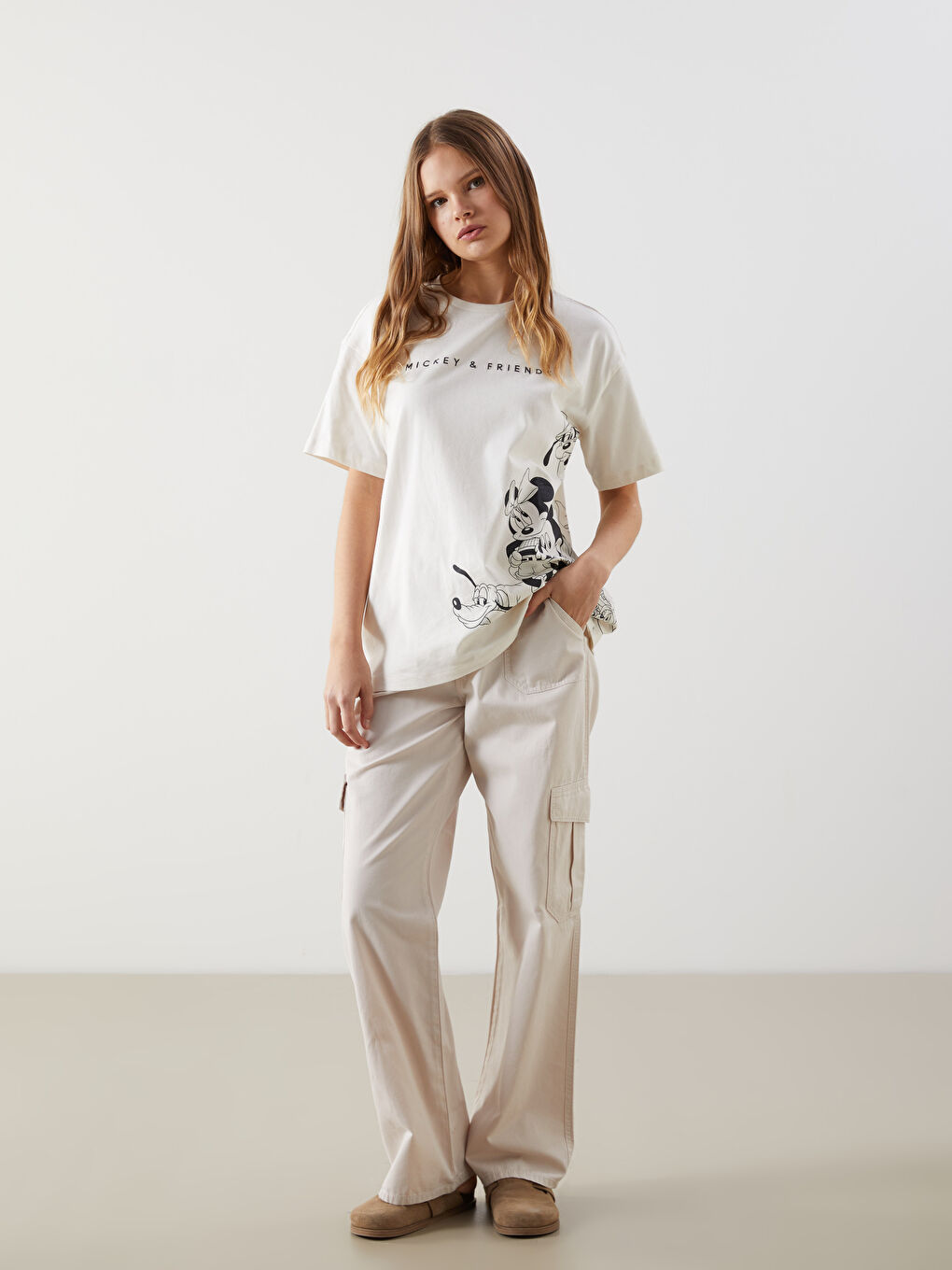 Standard Fit Gabardine Women's Cargo Trousers -S52698Z8-VHM