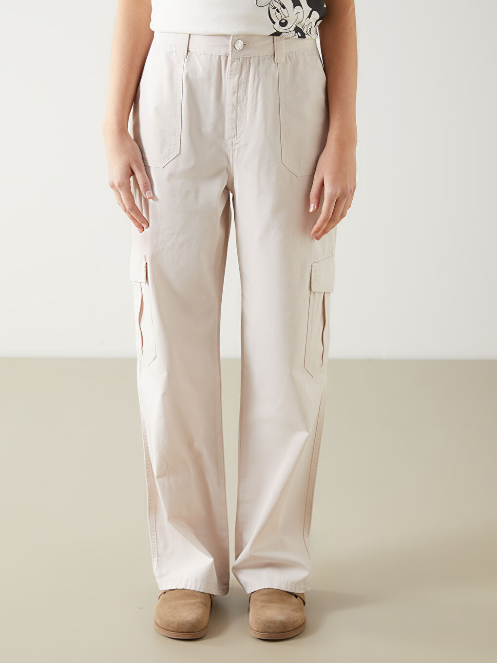 Standard Fit Gabardine Women's Cargo Trousers -S52698Z8-VHM