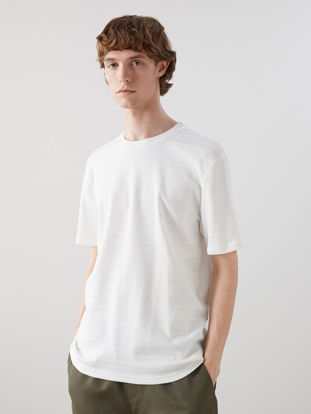 Crew Neck Short Sleeve Striped Men's T-Shirt -S52712Z8-R9J