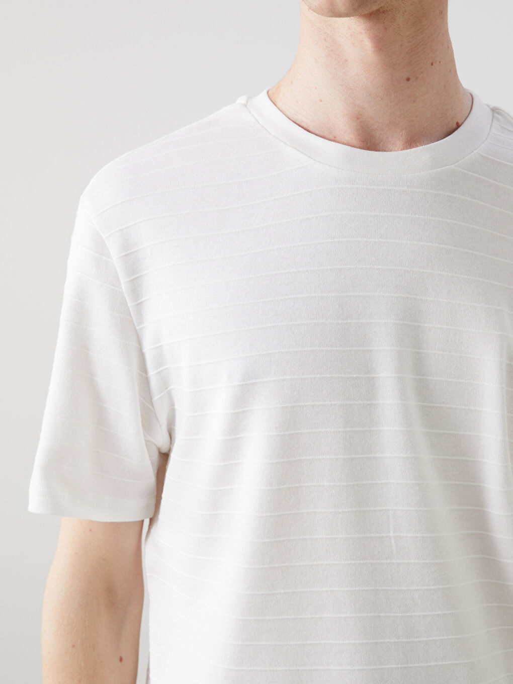 Crew Neck Short Sleeve Striped Men's T-Shirt -S52712Z8-R9J