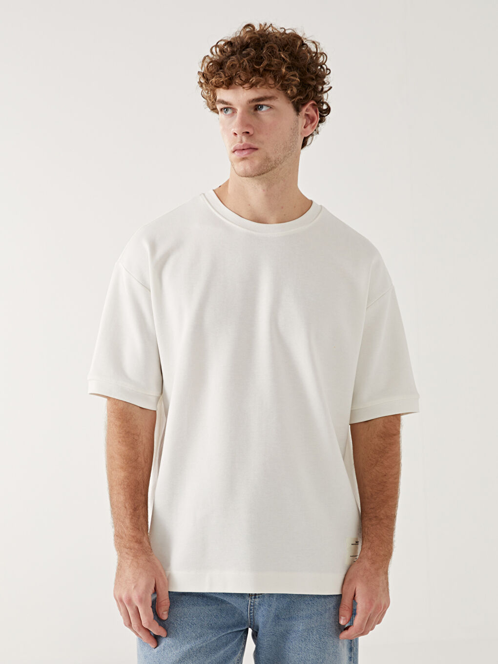XSIDE Ekru Bisiklet Yaka Kısa Kollu Erkek Sweatshirt