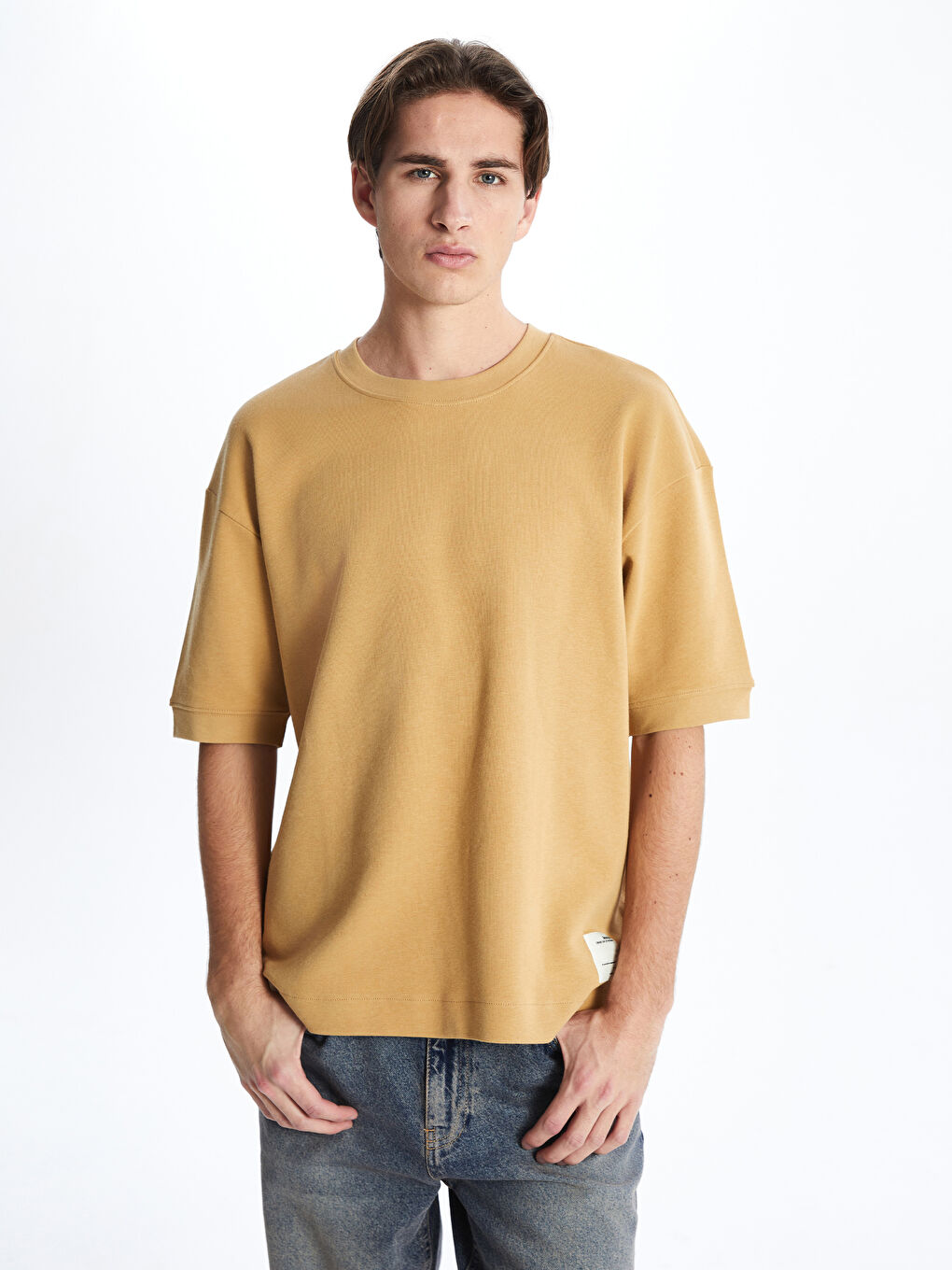 XSIDE Sari Bisiklet Yaka Kısa Kollu Erkek Sweatshirt
