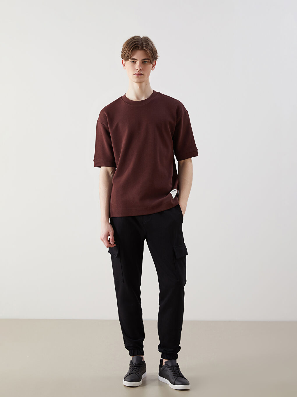 XSIDE Bordo Bisiklet Yaka Kısa Kollu Erkek Sweatshirt - 1