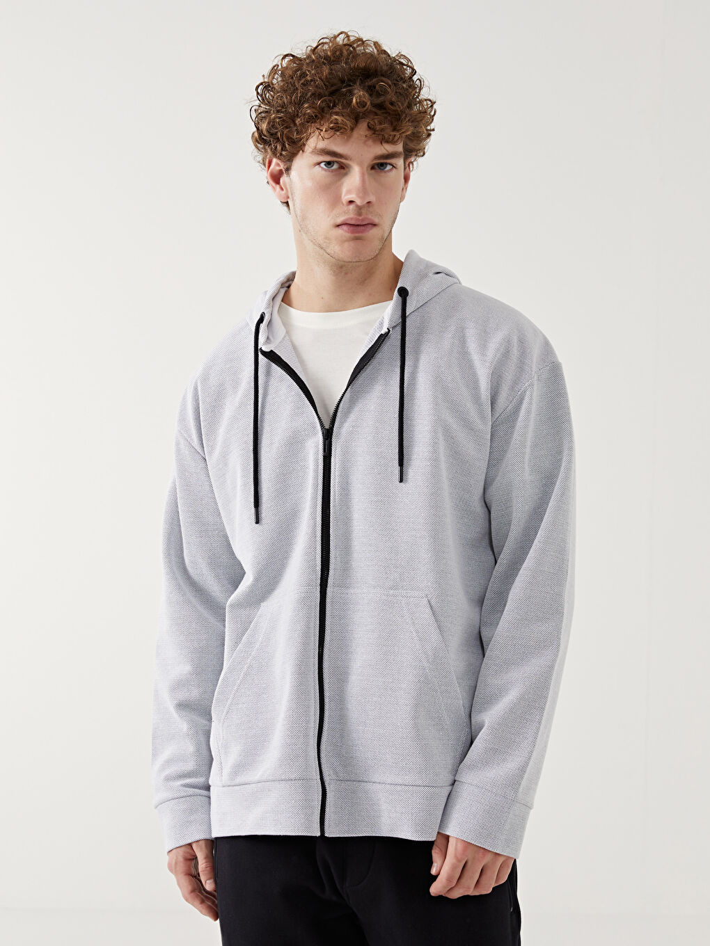 Hooded Long Sleeve Men's Zip-Up Sweatshirt -S52743Z8-J2B