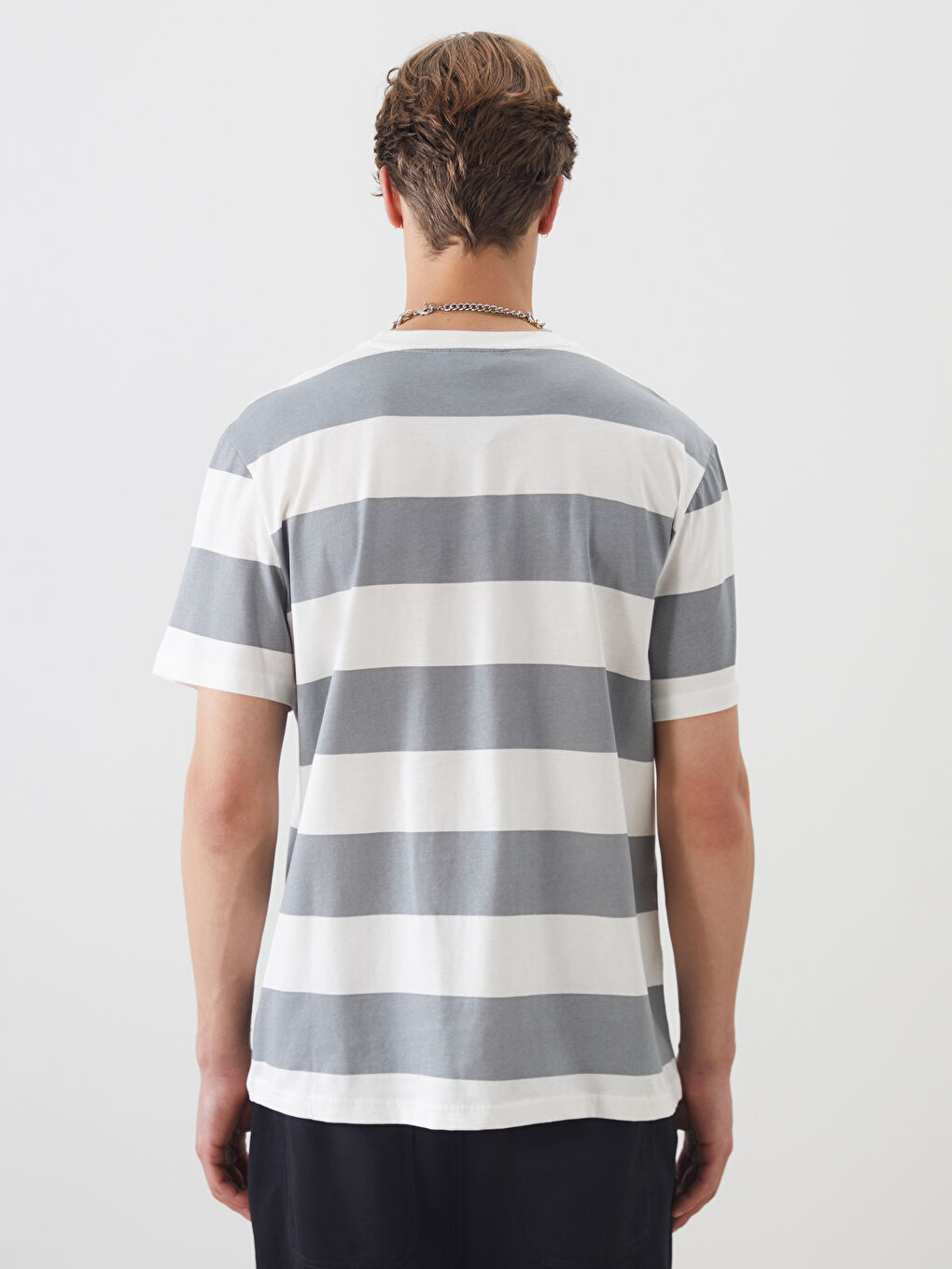 Crew Neck Short Sleeve Striped Jersey Men's T-Shirt -S52756Z8-LRW