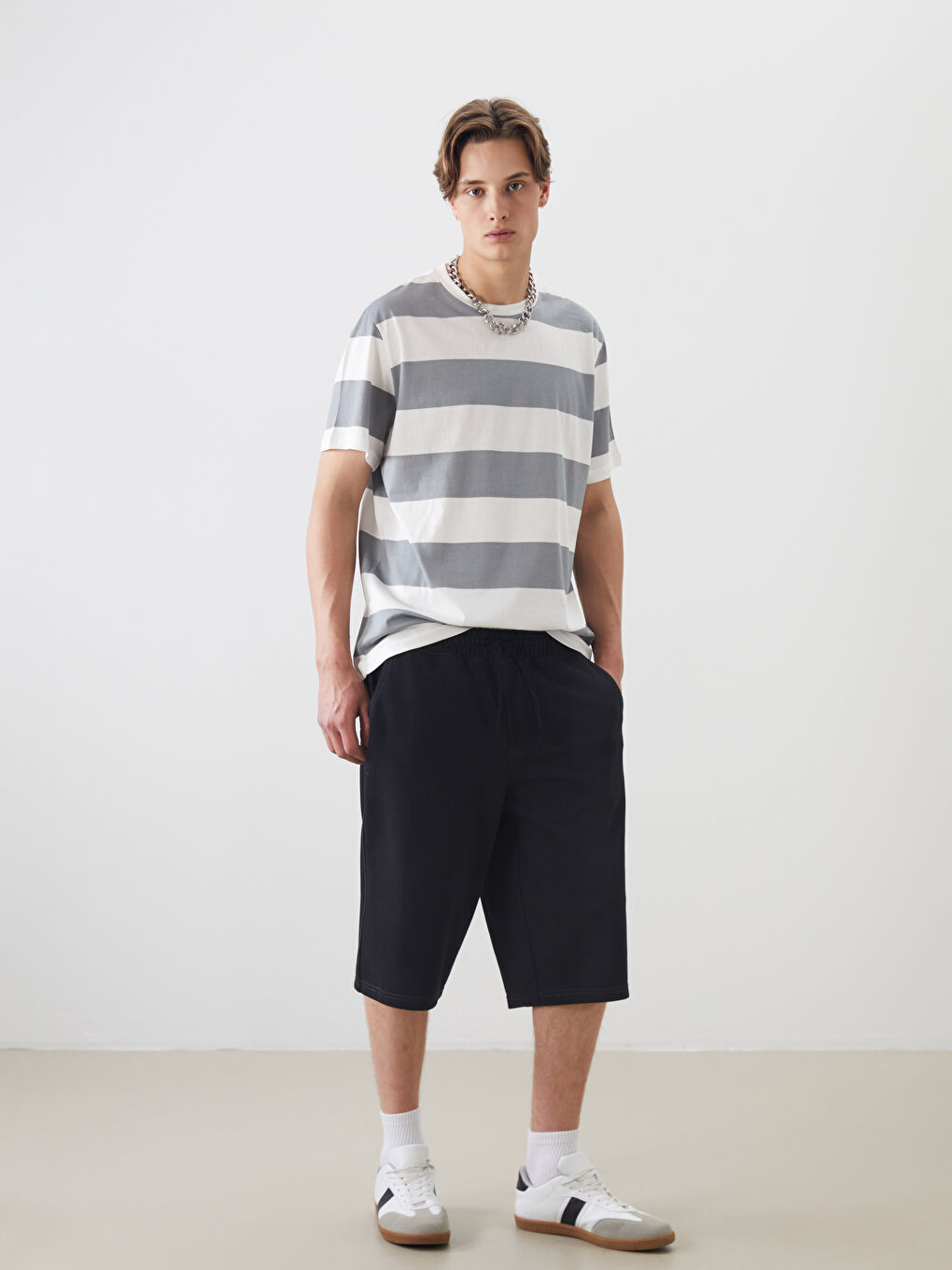 Crew Neck Short Sleeve Striped Jersey Men's T-Shirt -S52756Z8-LRW