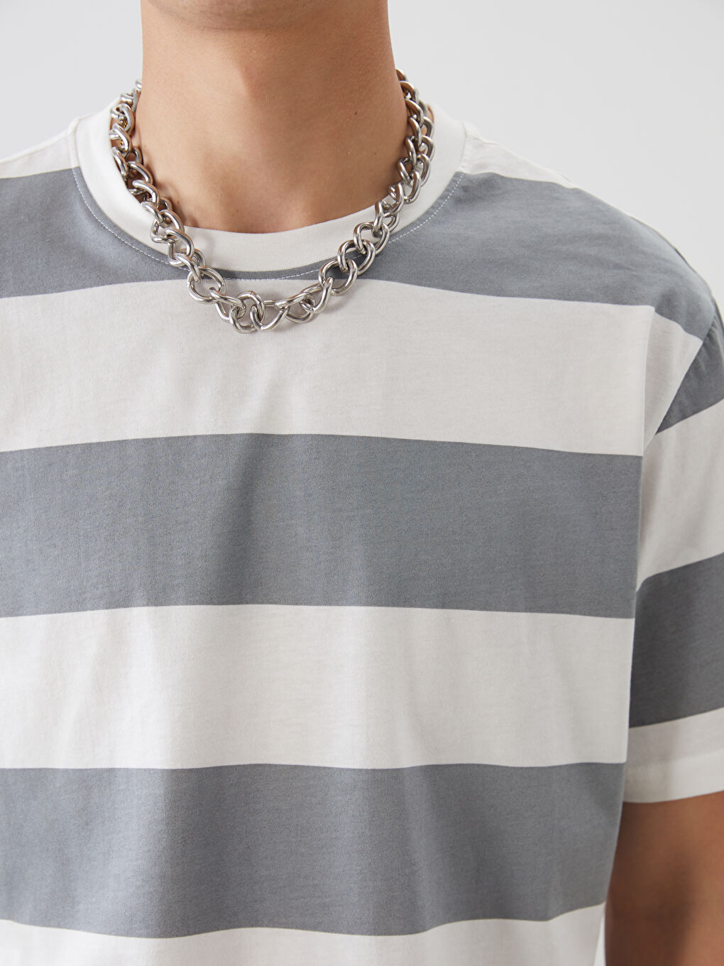 Crew Neck Short Sleeve Striped Jersey Men's T-Shirt -S52756Z8-LRW