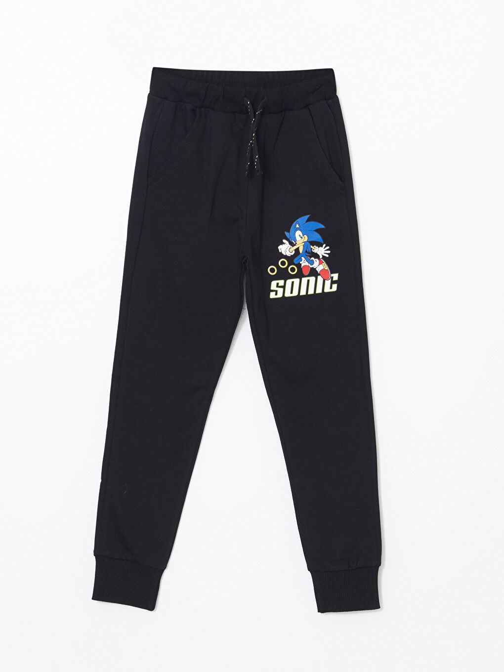 Siyah Beli Lastikli Sonic Baskılı Erkek Çocuk Jogger Eşofman Altı