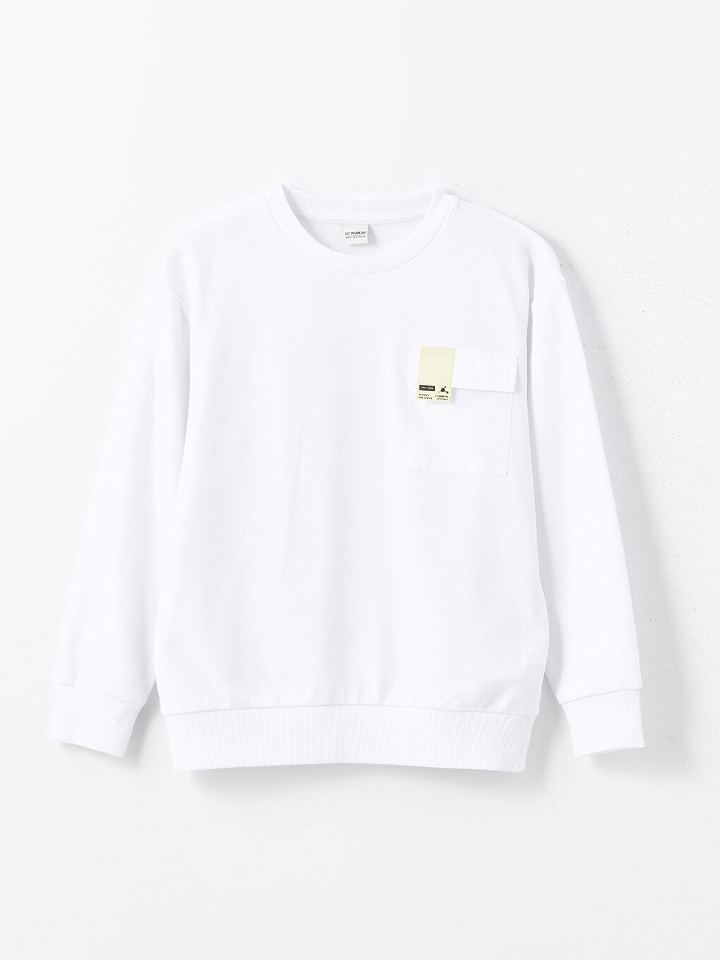 LCW Kids Beyaz Bisiklet Yaka Erkek Çocuk Sweatshirt