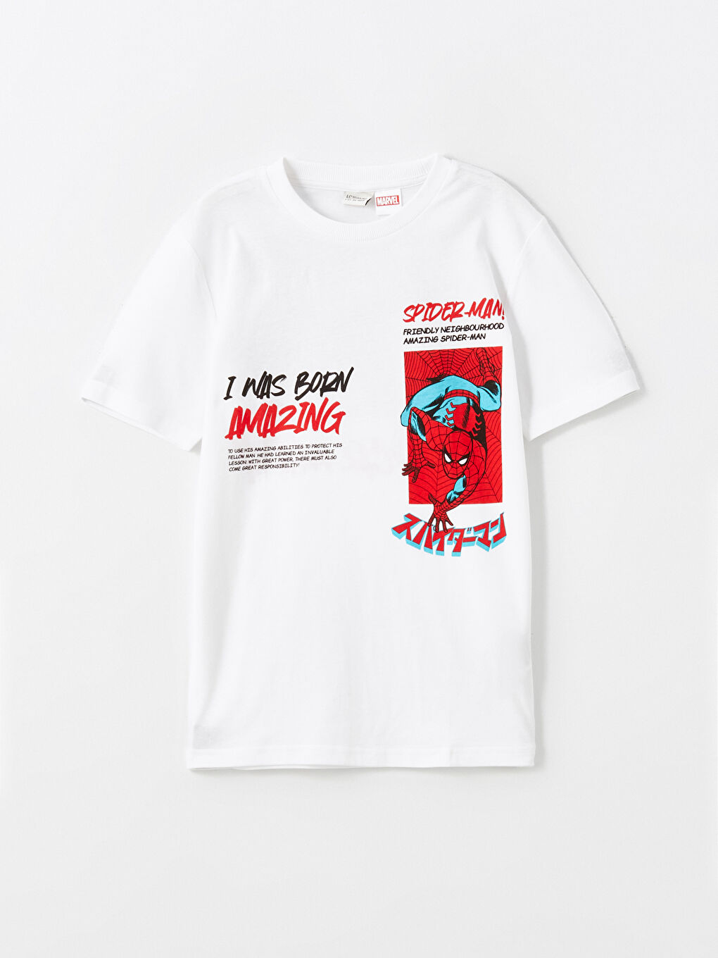 Crew Neck Spider-Man Printed Boys' T-Shirt -S52812Z4-FFB