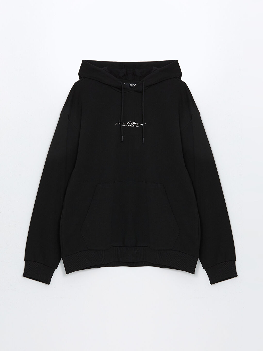 Siyah Uzun Kollu Baskılı Erkek Hoodie-4