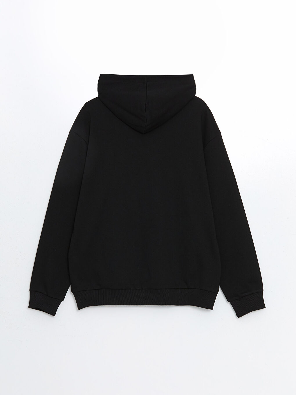 Siyah Uzun Kollu Baskılı Erkek Hoodie-5