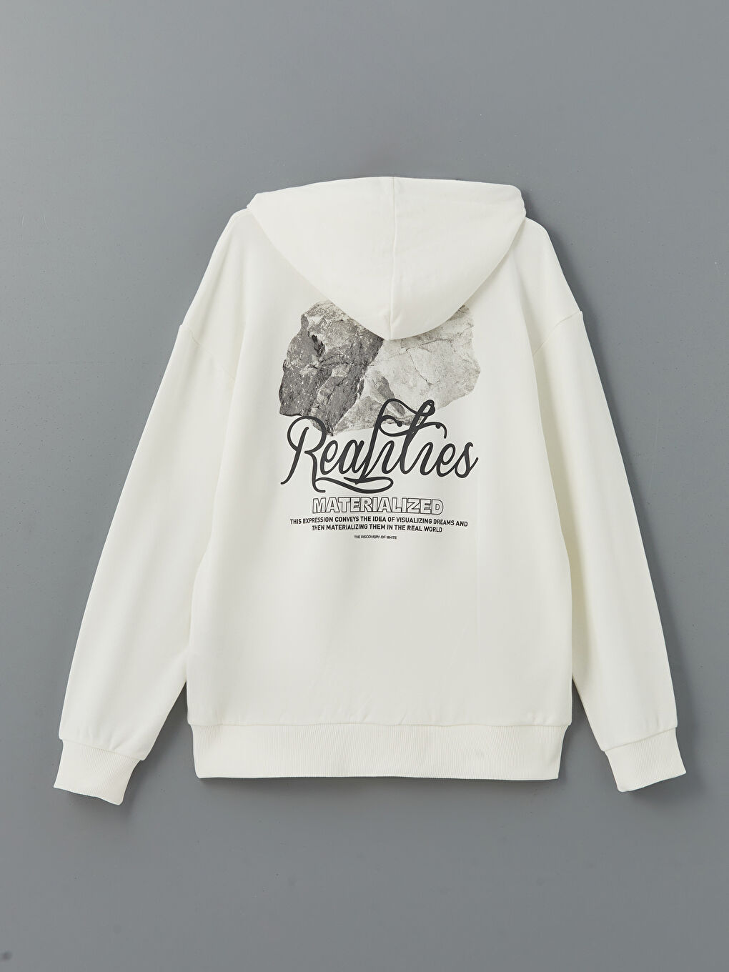 XSIDE Ekru Uzun Kollu Baskılı Erkek Hoodie - 6