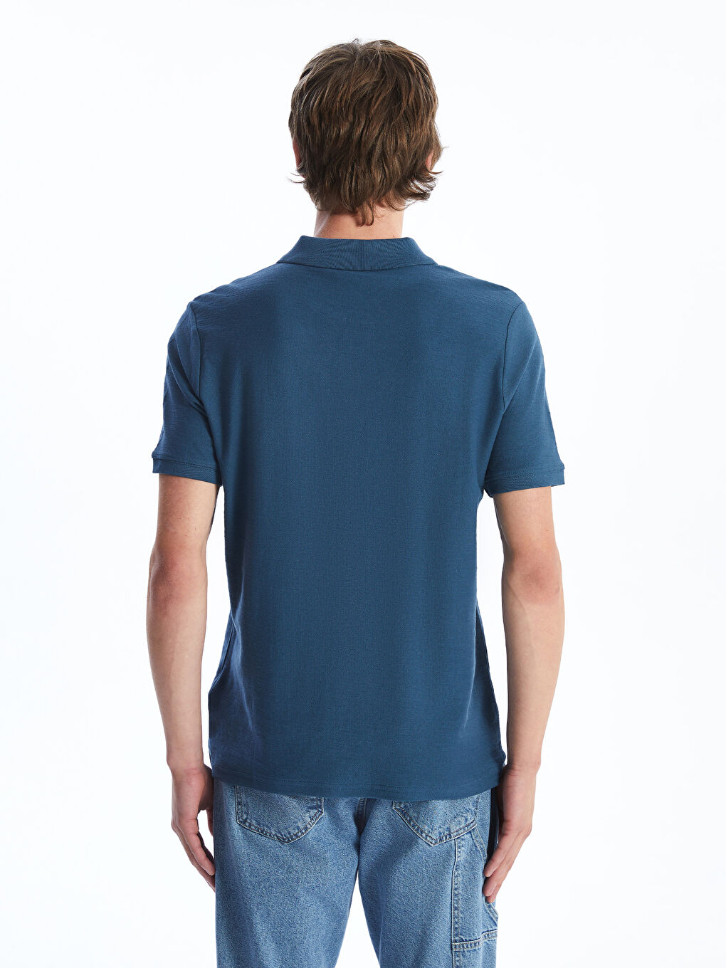 İndigo Polo Yaka Kısa Kollu Erkek Tişört-3