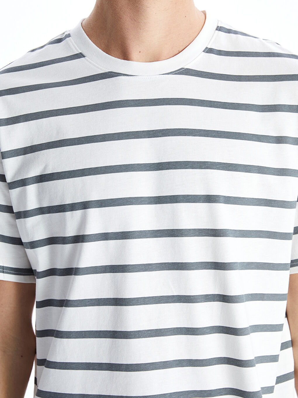 Crew Neck Striped Combed Cotton Men's T-Shirt -S52833Z8-LFY