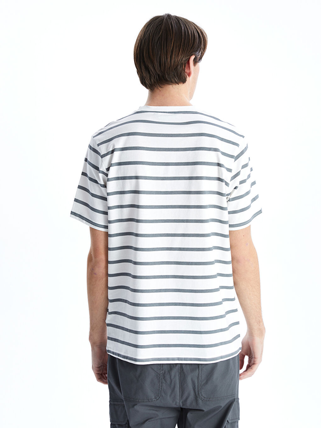Crew Neck Striped Combed Cotton Men's T-Shirt -S52833Z8-LFY