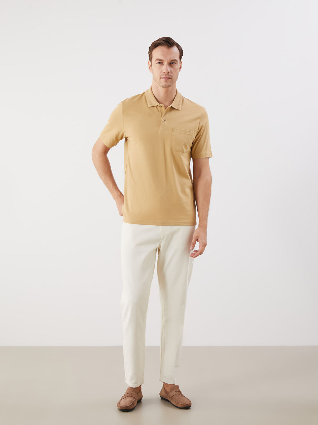 Polo Neck Short Sleeve Pique Men's T-Shirt -S52840Z8-GLS