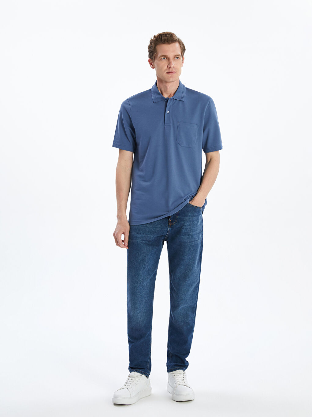 Polo Neck Short Sleeve Pique Men's T-Shirt -S52840Z8-Z3W