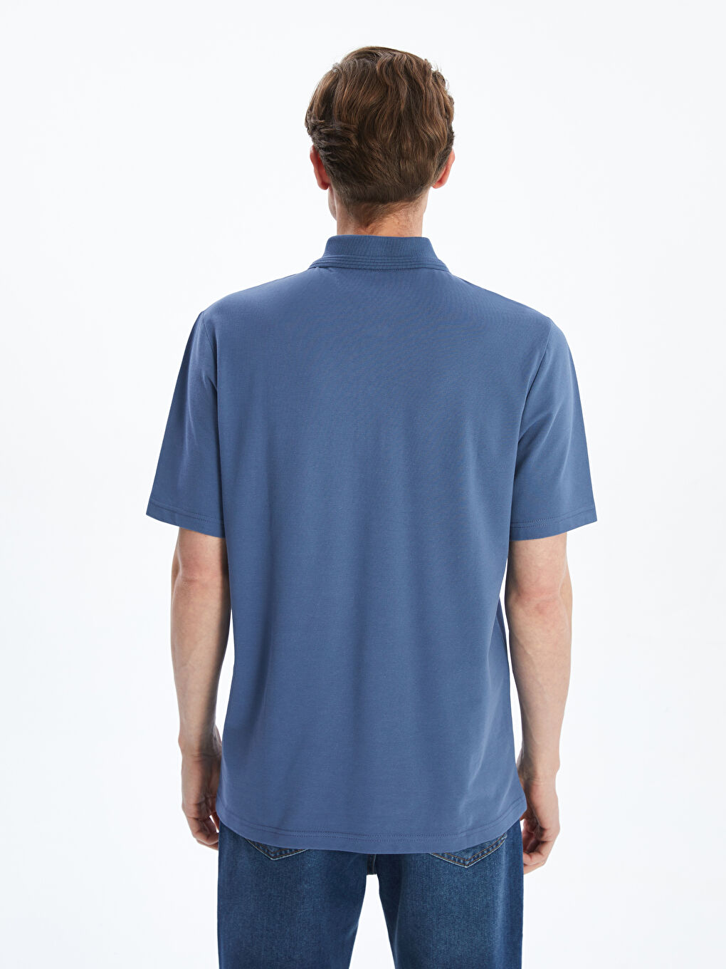 Polo Neck Short Sleeve Pique Men's T-Shirt -S52840Z8-Z3W