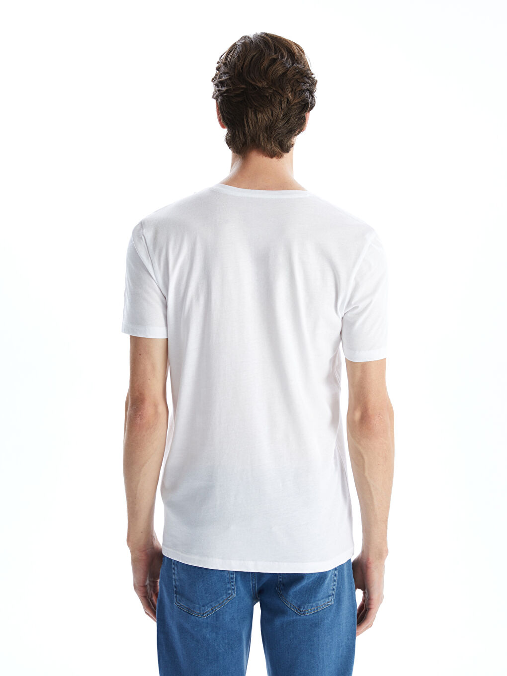 V-Neck Short Sleeve Jersey Men's T-Shirt -S52841Z8-Q6K