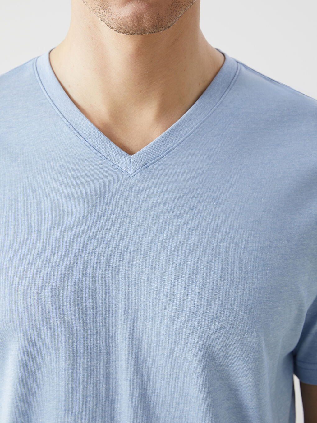 V Neck Short Sleeve Combed Cotton Men's T-shirt -S52843Z8-L8Y