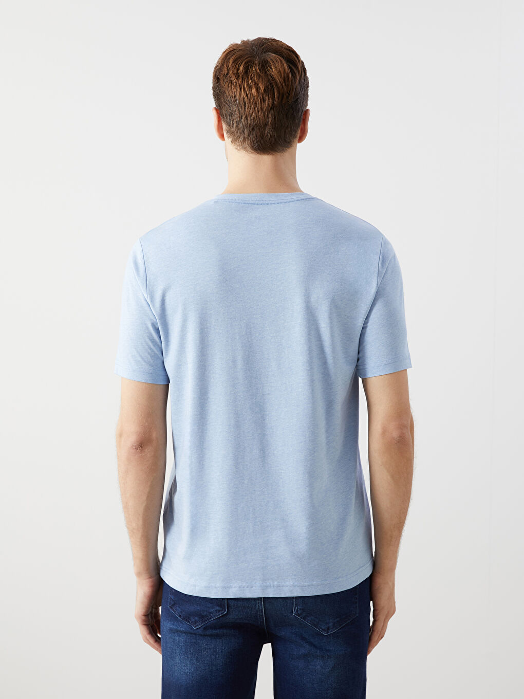 V Neck Short Sleeve Combed Cotton Men's T-shirt -S52843Z8-L8Y
