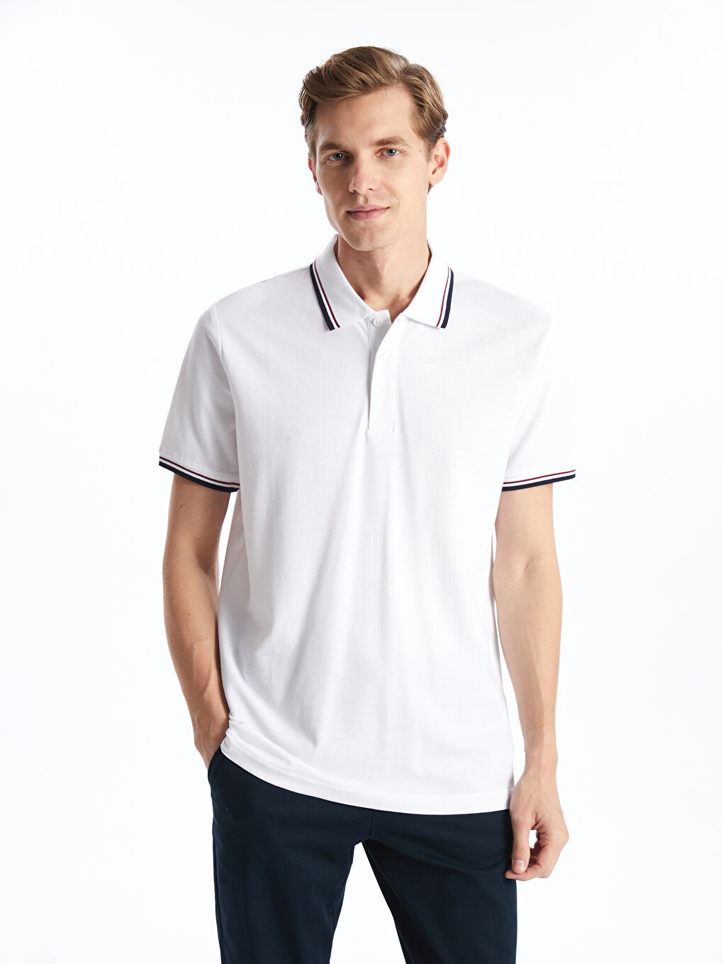 Polo Neck Short Sleeve Pique Men's T-Shirt -S52844Z8-Q6K