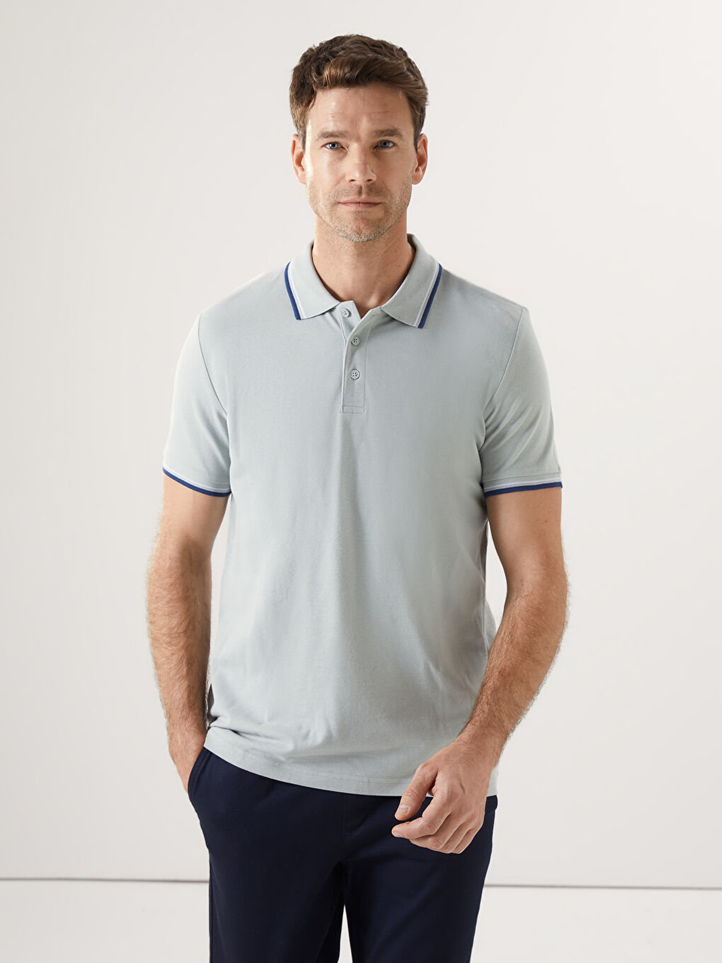 Polo Neck Short Sleeve Pique Men's T-Shirt -S52844Z8-YJD