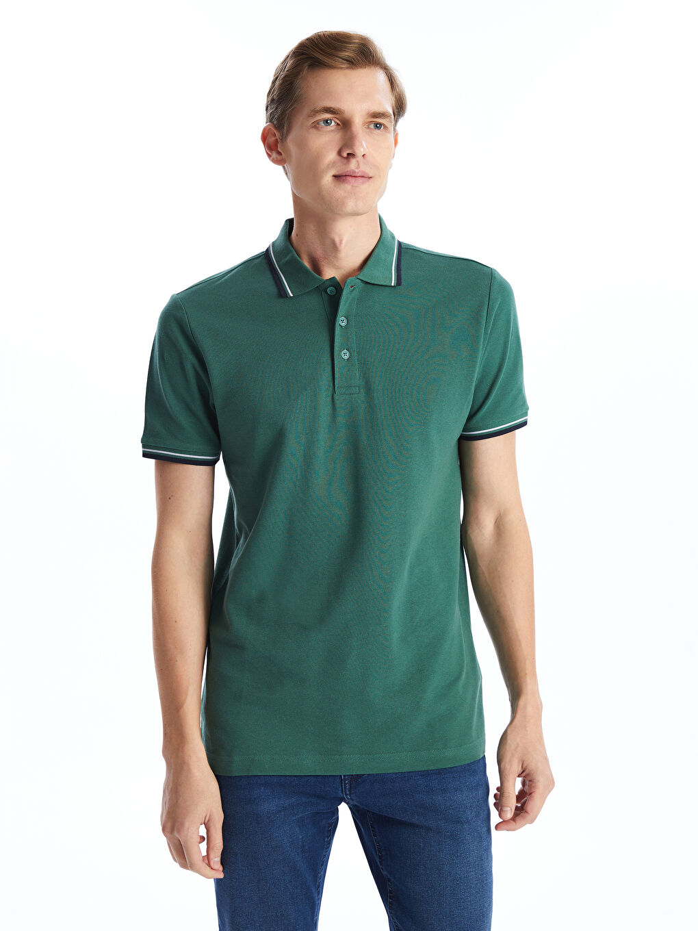 Polo Neck Short Sleeve Pique Men's T-Shirt -S52844Z8-HRB