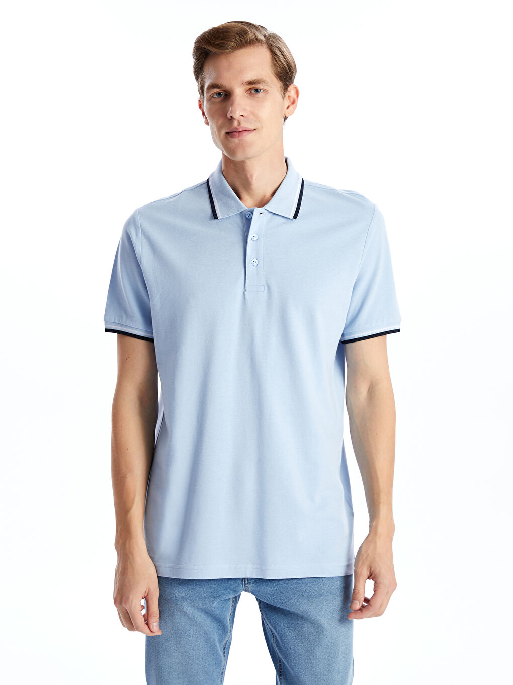 Polo Neck Short Sleeve Pique Men's T-Shirt -S52844Z8-Q2T