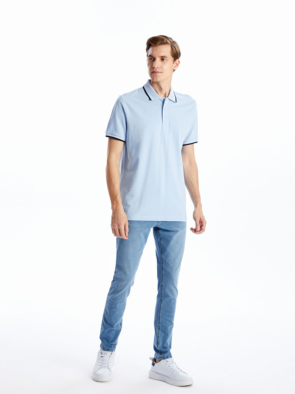 Polo Neck Short Sleeve Pique Men's T-Shirt -S52844Z8-Q2T