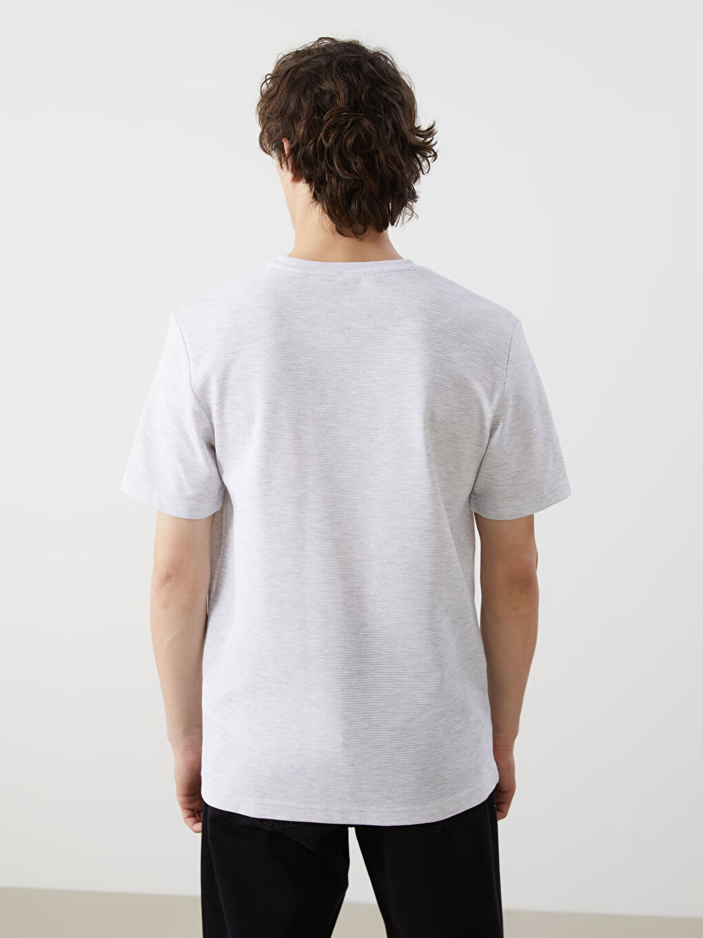 Crew Neck Short Sleeve Men's Textured T-Shirt -S52849Z8-DFL