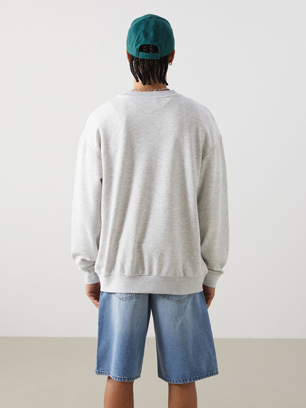 XSIDE Gri Bisiklet Yaka Uzun Kollu Baskılı Erkek Sweatshirt - 3