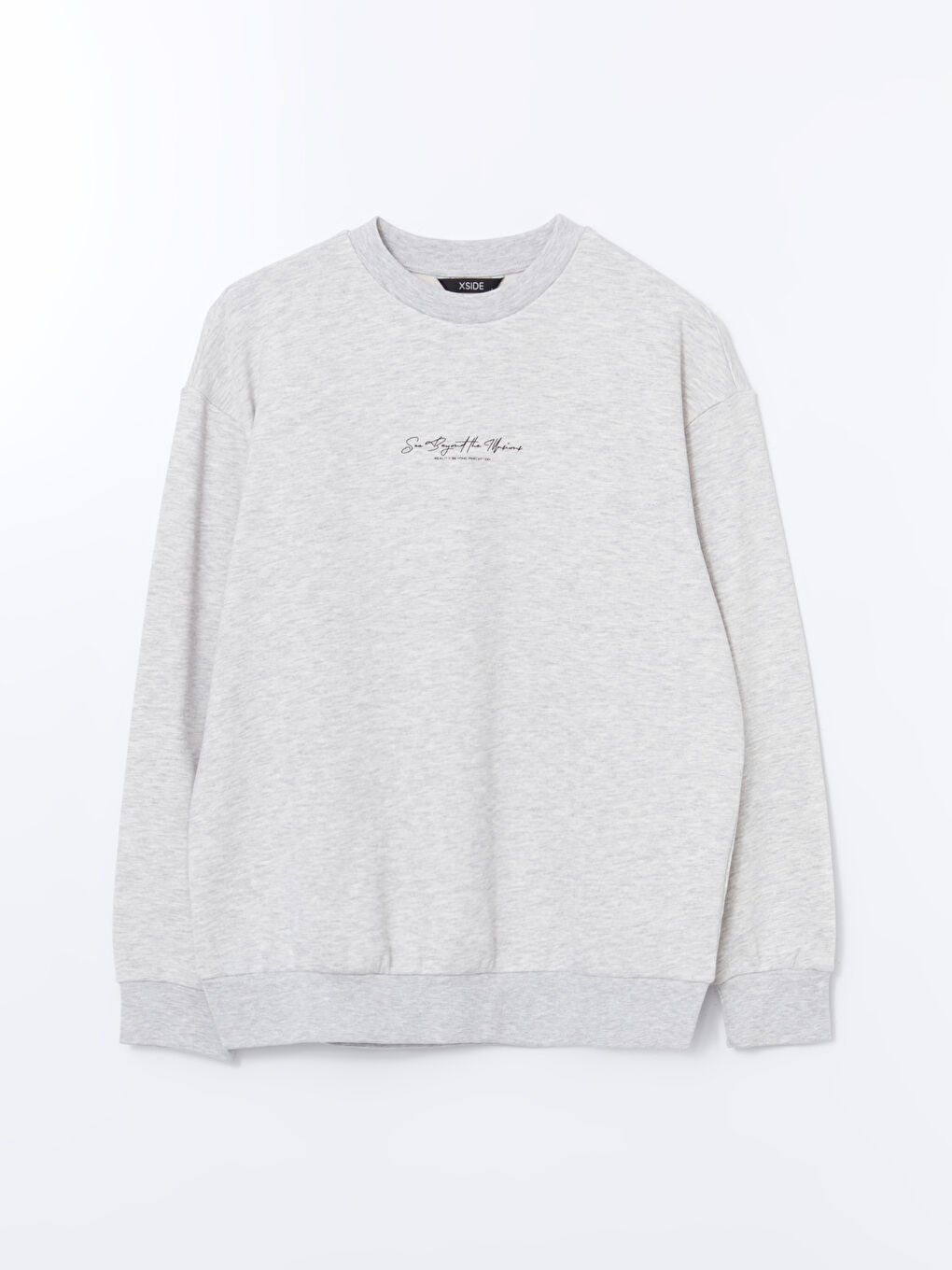 XSIDE Gri Bisiklet Yaka Uzun Kollu Baskılı Erkek Sweatshirt - 4