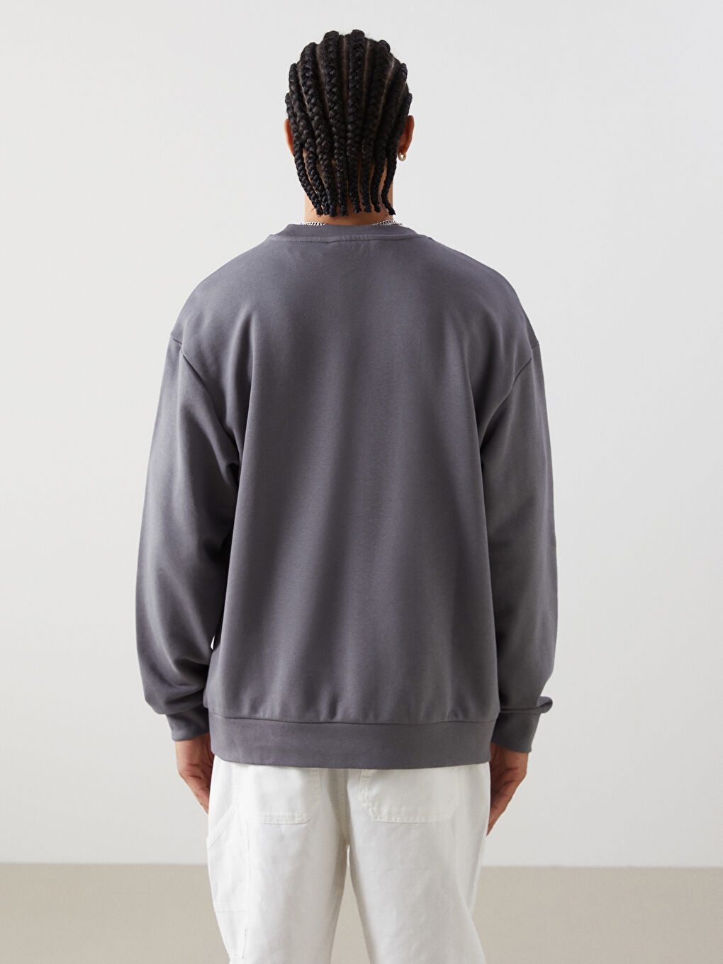 XSIDE Gri Bisiklet Yaka Uzun Kollu Baskılı Erkek Sweatshirt - 3