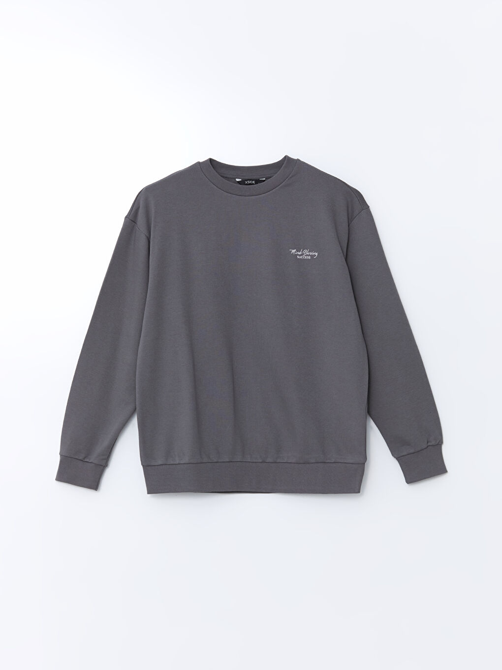 XSIDE Gri Bisiklet Yaka Uzun Kollu Baskılı Erkek Sweatshirt - 4
