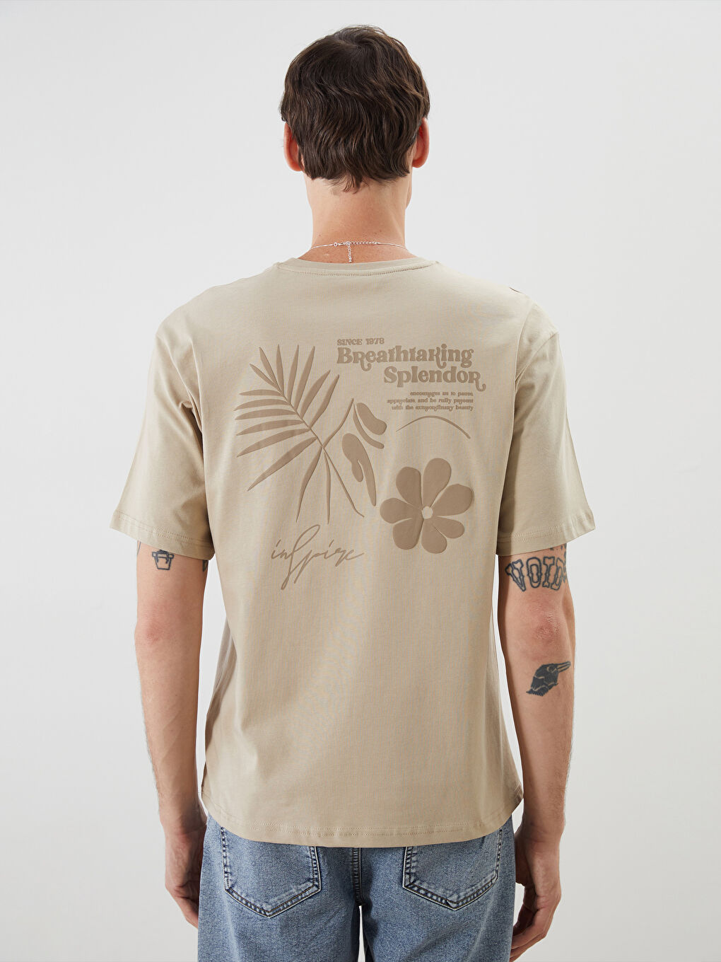 Crew Neck Short Sleeve Patterned Jersey Men's T-Shirt -S52863Z8-SQV