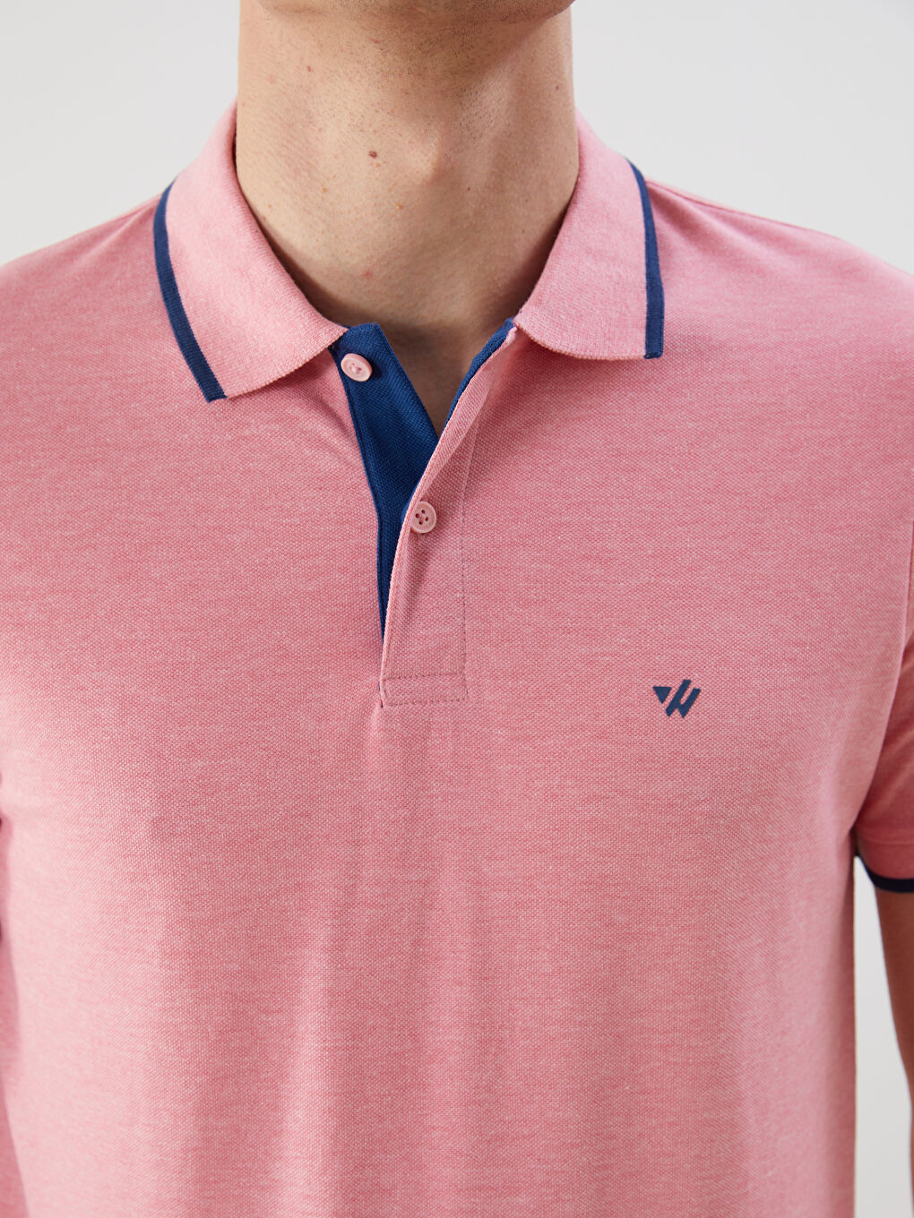 Polo Neck Plain Pique Piped Men's T-Shirt -S52868Z8-ESF