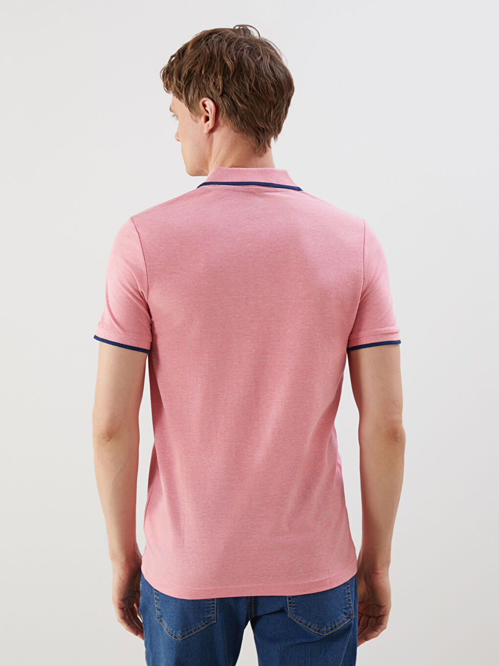 Polo Neck Plain Pique Piped Men's T-Shirt -S52868Z8-ESF