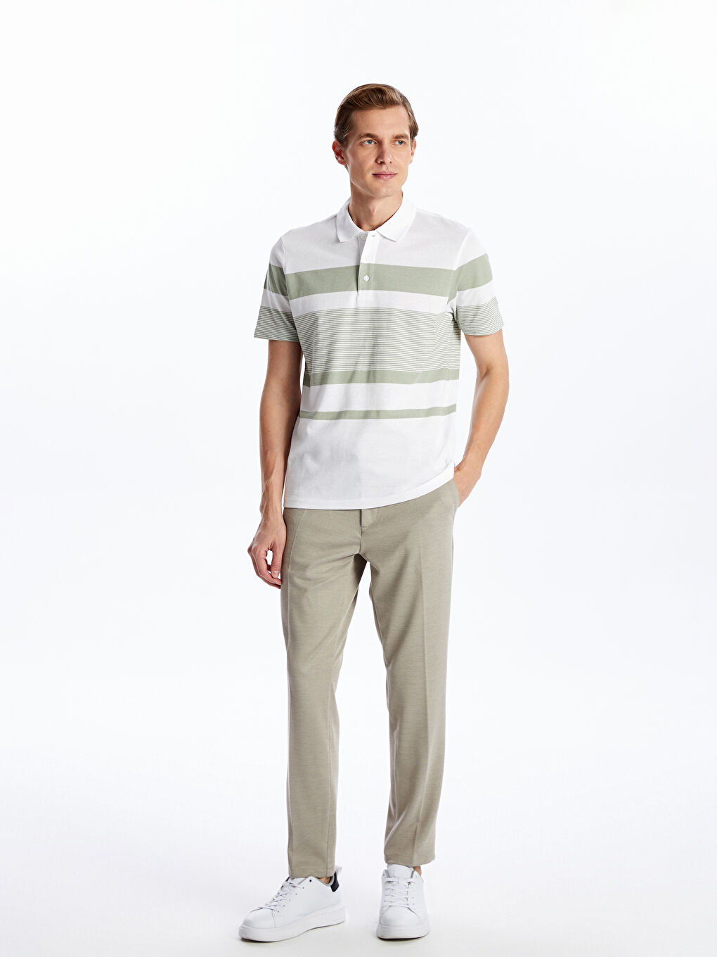 Polo Neck Short Sleeve Striped Men's T-Shirt -S52874Z8-LJX