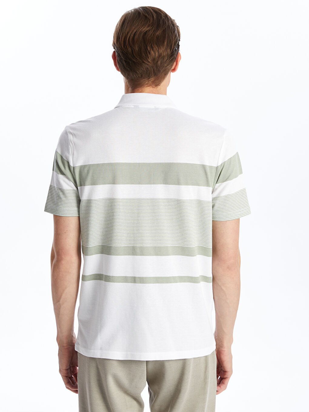 Polo Neck Short Sleeve Striped Men's T-Shirt -S52874Z8-LJX