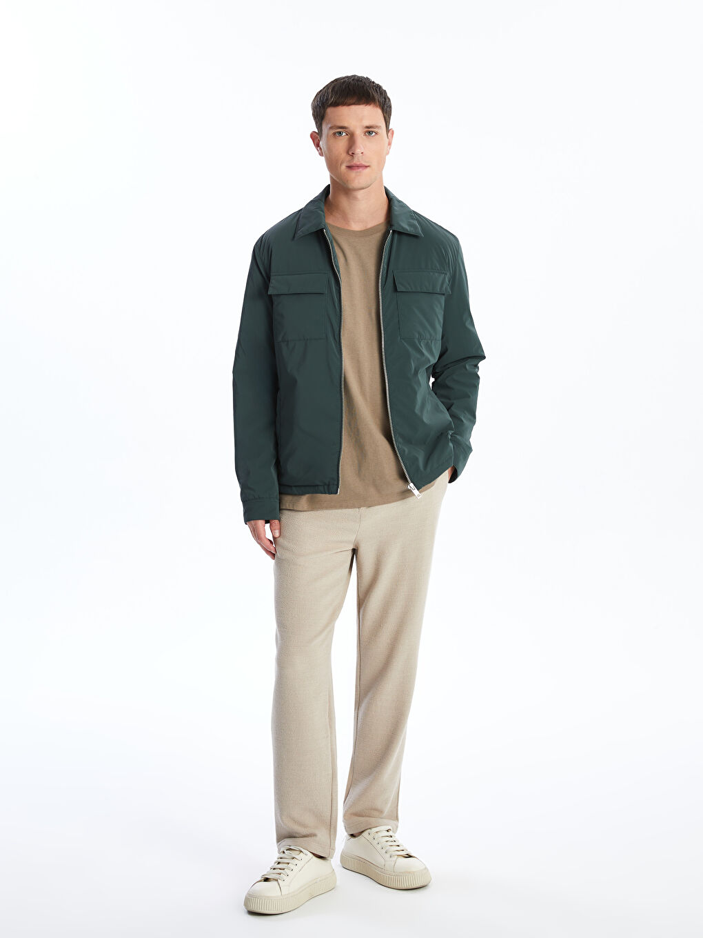 Slim Fit Collared Neck Men's Thin Coat -S52877Z8-HRV