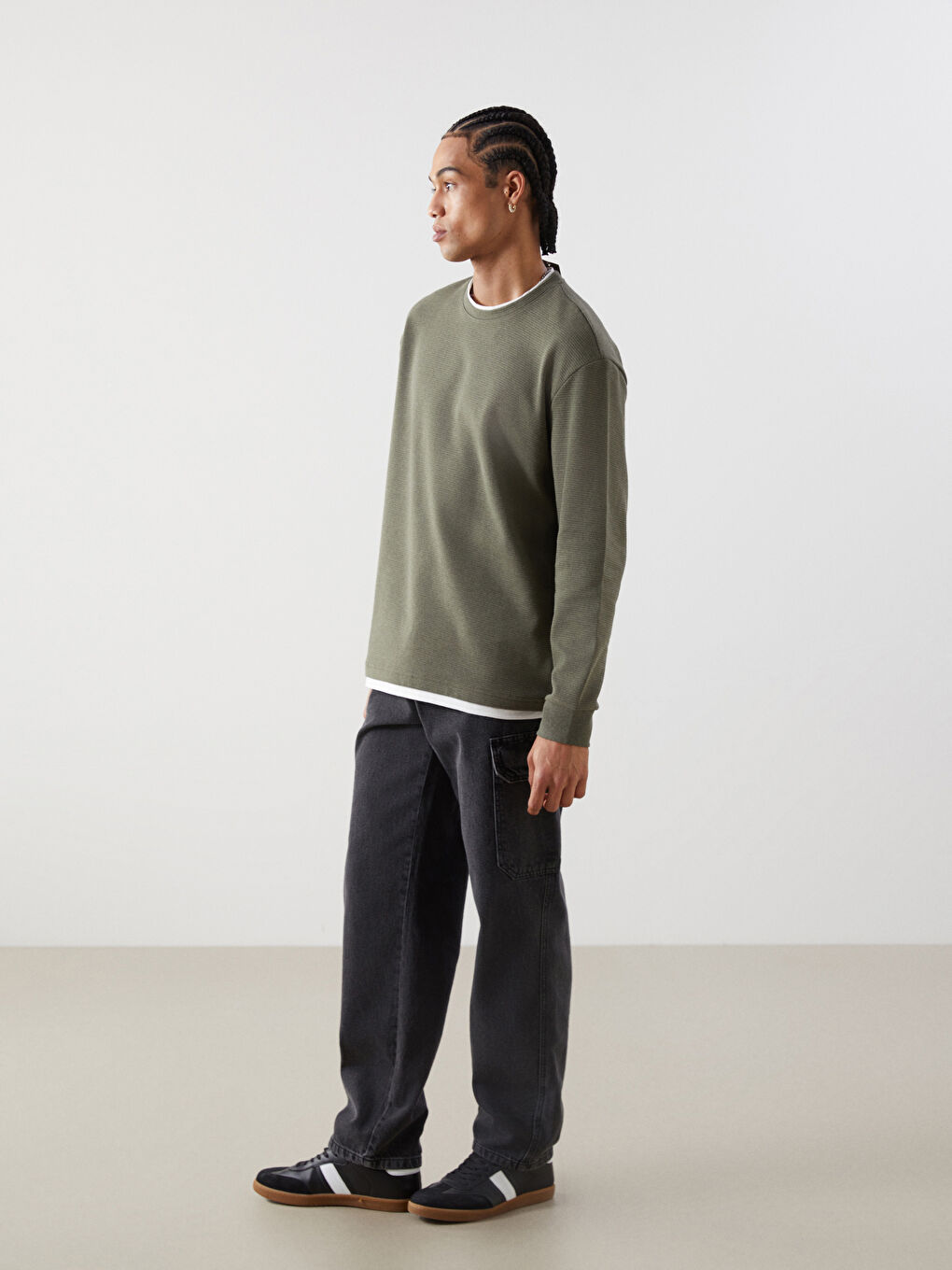 XSIDE Yeşil Bisiklet Yaka Uzun Kollu Erkek Sweatshirt - 1