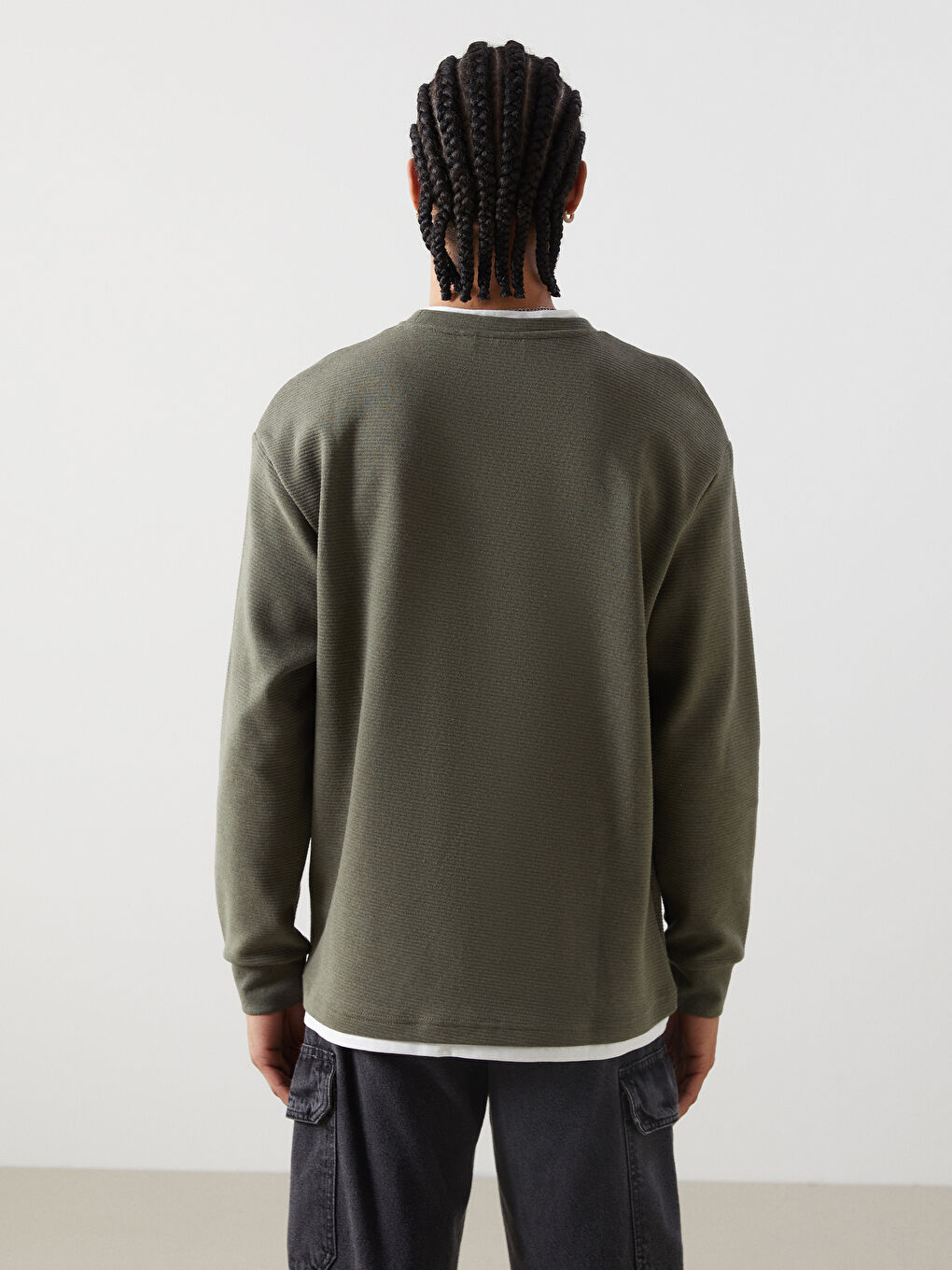 XSIDE Yeşil Bisiklet Yaka Uzun Kollu Erkek Sweatshirt - 3
