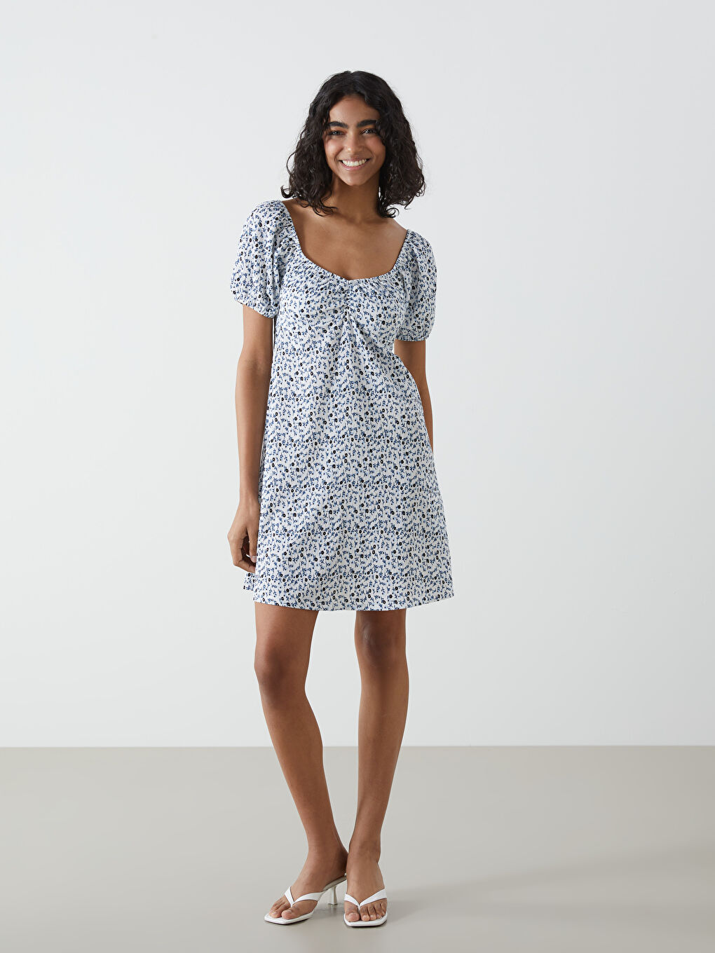Floral Ruched Women's Mini Dress -S52891Z8-RWH