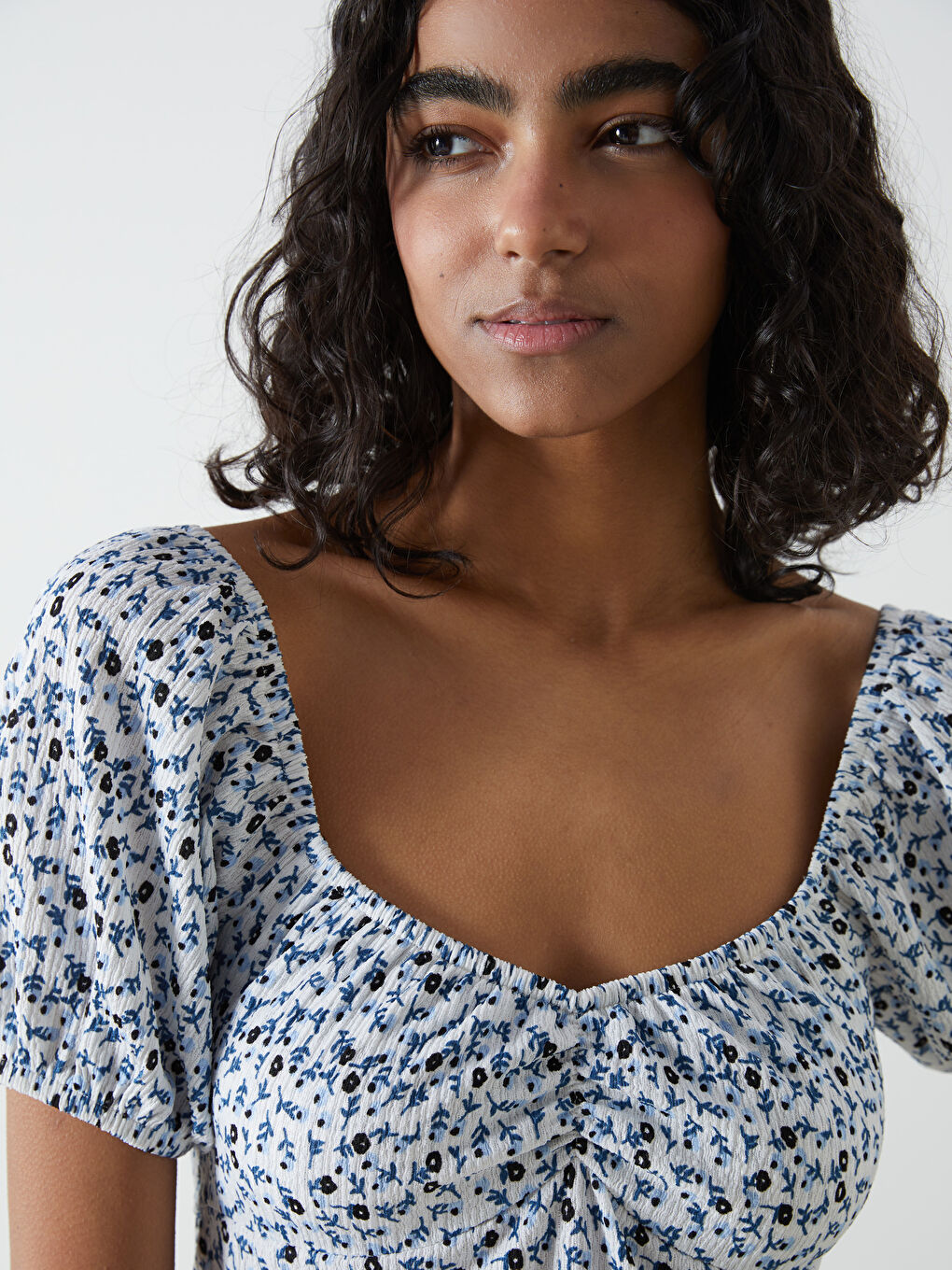 Floral Ruched Women's Mini Dress -S52891Z8-RWH