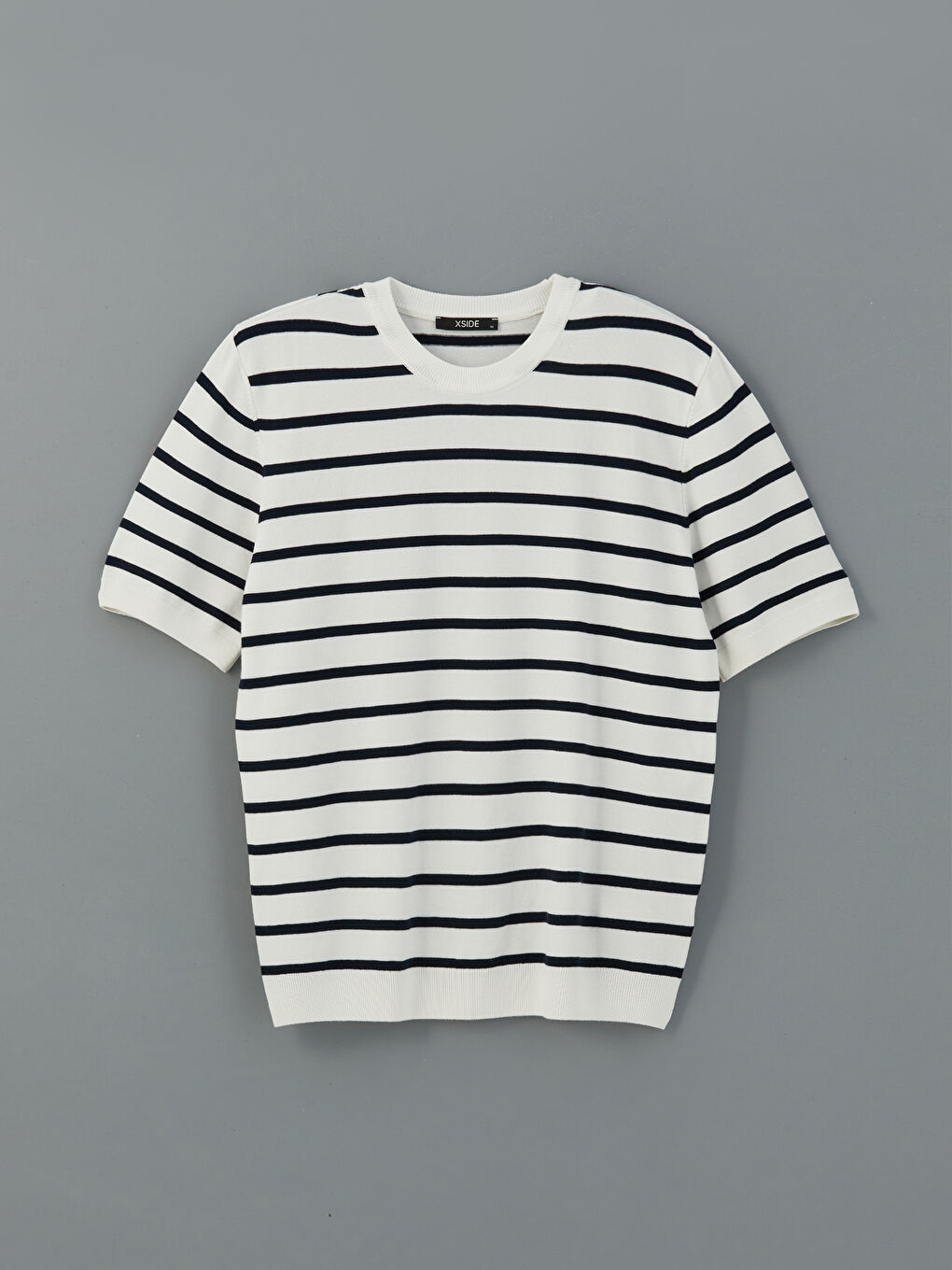 Crew Neck Short Sleeve Striped Men's Knitwear Sweater -S52898Z8-EEW